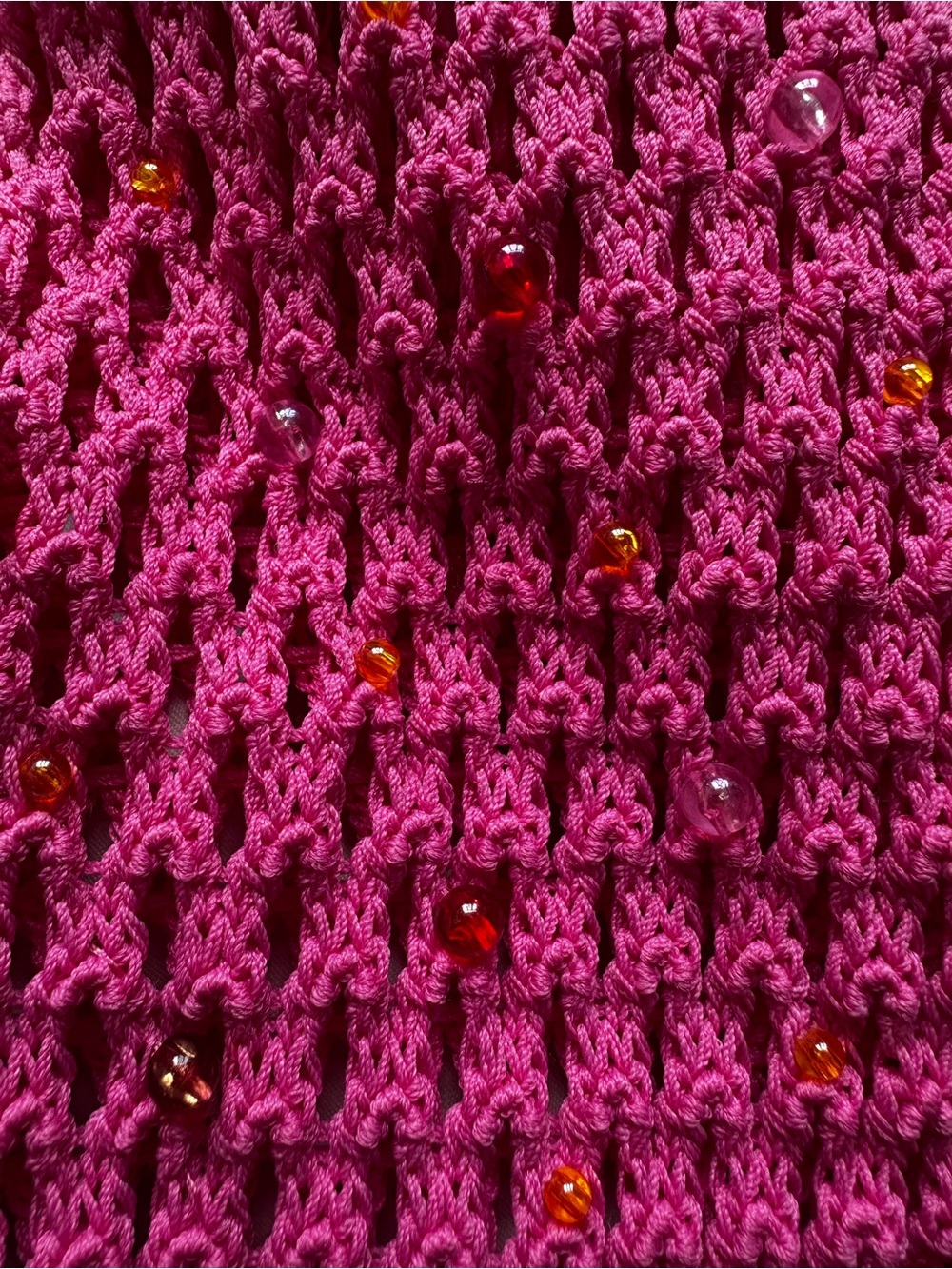 The Wolf Gang Perla Maxi Dress Candy Pink Beaded Crochet Mermaid Maxi Dress XS - Picture 5 of 15